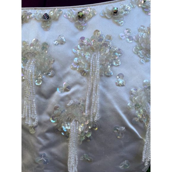 Vintage 1960s Satin Silk glass dangle Bead  Formal Top Tank Hong Kong - Picture 11 of 16